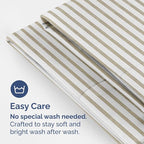 Pillowcases - Ultra Soft Hotel Quality Pillowcase Covers - Comfy, Cozy & Wrinkle Free - Shrinkage and Fade Resistant - Machine Washable Pillow Protectors - (King, Beige Stripes 2, 4 Piece Set)