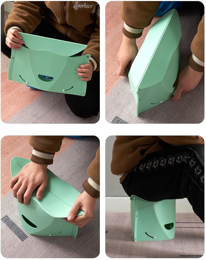 Folding Portable Camping Hiking Stool with Handbag Function - Lightweight Collapsable Travel Chairs for BBQ, Library & Backpacking - Outdoor Ultralight Mini Step Stool Foldable(Light Bule Small)