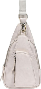 Antik Kraft Tasha Crossbody Sling (Stone) | Vegan Leather Crossbody Bag for Women with 16-20" Strap | Sling Bags for Women with Durable Antique Brass Hardware | 7in x 2.5in x 12.5in |