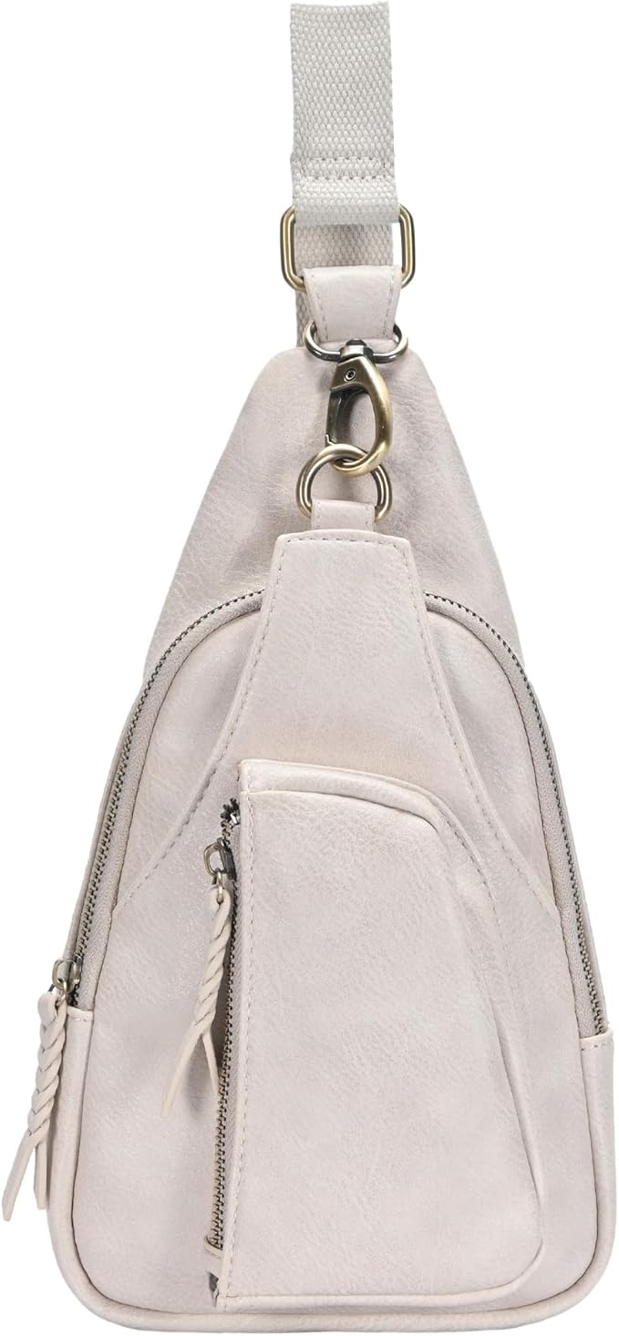 Antik Kraft Tasha Crossbody Sling (Stone) | Vegan Leather Crossbody Bag for Women with 16-20" Strap | Sling Bags for Women with Durable Antique Brass Hardware | 7in x 2.5in x 12.5in |