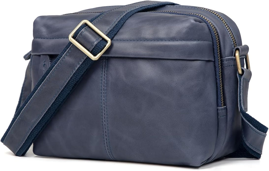 Augus Men's Leather Messenger Bag Shoulder Crossbody Backpack Bags Purse for Women Vintage Anti-Theft Waterproof Casual