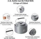 Bulin 2.2L Camping Kettle with 2&4 Stainless Steel Cups for Outdoor Camping Cookware Hiking Backpacking Kitchen Campfire and Picnic, Carrying Bag