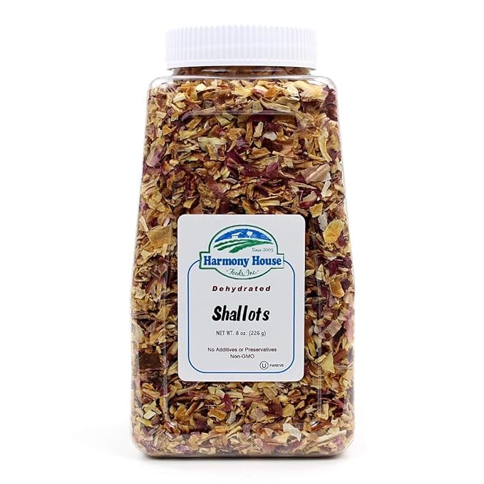 Harmony House Premium Dehydrated Shallots (8 oz, Quart Size Jar)