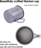 iClimb Titanium Cup Camping Coffee Mug Ultralight Compact with Foldable Handle (750ml)