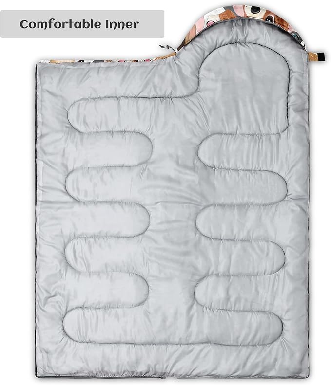 Sleeping Bags for Adults Youth Kids,3D Printing Camping Sleeping Bag for Girls Boys Lightweight Waterproof Cold/Warm Weather Sleeping Bag for 3 Seasons