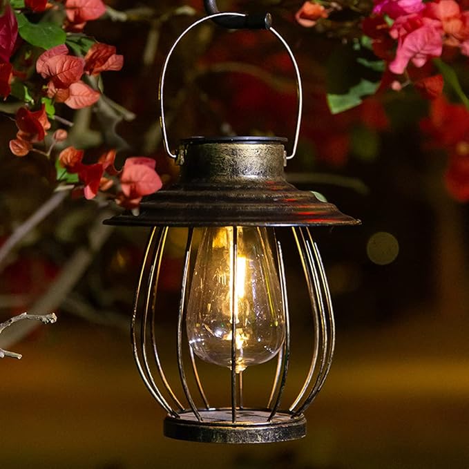 Solar Lanterns Outdoor Waterproof - Outdoor Hanging Lantern with Shepherds Hook, Garden Solar Lights Decorative Gifts for Women Mom Grandma, Lanterns Decorative Outdoor for Yard Patio Backyard Porch