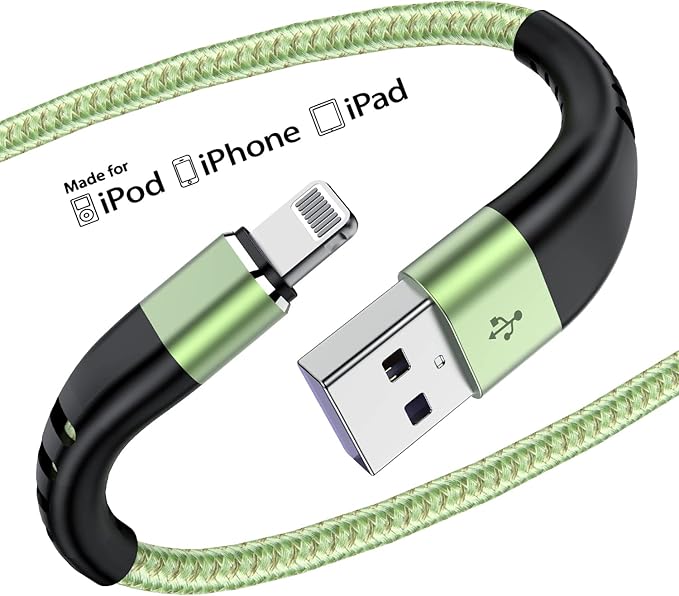 Essri 2Pack for iPhone Charger Cord 6FT, Lighting Cable 6 Feet to USB Charging Cable, Nylon Braided Charging Cord 6 Foot Compatible with iPhone 14 13 12 11 X XS XR 15 Pad -Light Green