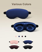 Luxury 22 Momme 100% Mulberry Silk Sleep Mask – 3D Eye Mask with Adjustable Strap, Gentle on Skin and Eyes, Provides Complete Light Blockage for Deep Sleep (Navy, Adjustable)