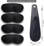 Dr. Foot Heel Grips for Men and Women, Self-Adhesive Heel Cushion Inserts Prevent Heel Slipping, Rubbing, Blisters, Foot Pain, and Improve Shoe Fit - 2 Pairs+ Extra 1 Shoe Horn (Black)