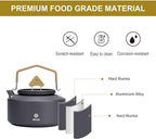 Alocs Camping Kettle - 1L Mini Camp Kettle - Portable Camping Tea Kettle - Lightweight Aluminum Camping Coffee Pot with Carry Bag for Outdoor Hiking Picnic Traveling and Backpacking