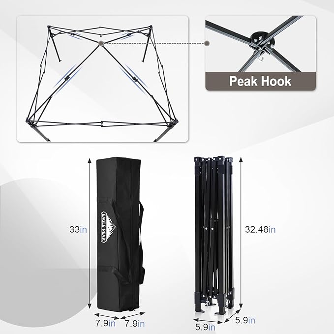 EAGLE PEAK Flex Ultra Compact 5x5 Pop-up Canopy, Sun Shelter, Changing Room, Portable Privacy Canopy Cabana for Pool, Fashion Photoshoots, or Camping, Gray