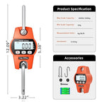 Hanging Scale 660lb/300kg - High-Accuracy Crane Scale with Aluminum Frame and LCD Display. Functions as Fishing Scale and Luggage Scale. for Farm, Hunting, Fitness, and Travel Weighing