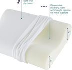 Sleep Innovations Memory Foam Contour Pillow, Queen Size, Head, Neck, and Shoulder Alignment, Side and Back Sleepers, Medium Support