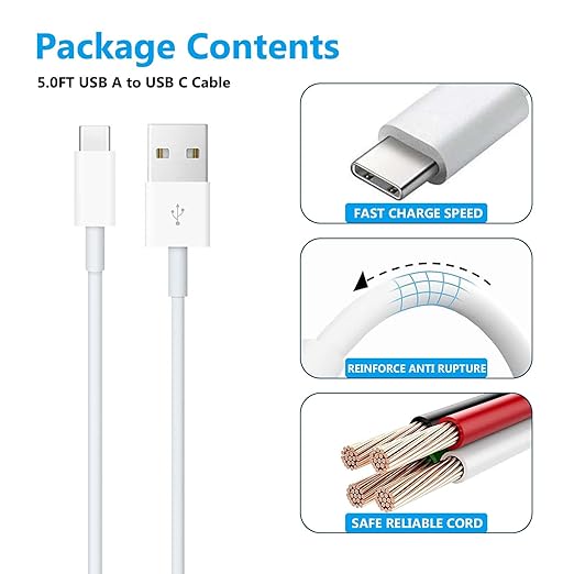 AHDFWI Carplay Cable Cord Compatible with iPhone 16 17 USB A to USB C Cable for 17E 16E 17 Air/17 16 15 Pro Max ，Plus, Pro 12.9/11, 10th Gen, Air 5th/ 4th,Mini 6th Charger Car Charging Cable White