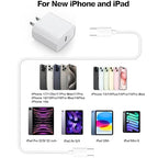 Fast Charging for iPhone 17 16 15 Charger,2Pack 20W USBC Wall Charger Travel Plug Block Phone 16e Charging Cable for iPhone 17 Air/17 Pro/17 Pro Max/16 Pro/16 Pro Max/16 Plus/15/15 Pro/15 Pro Max/iPad