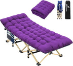 Sportneer Camping Cot, Camping Cots for Adults with Mattress Max Load 450 LBS Heavy Duty Portable Sleeping Folding Bed with Padded for Camping Tent Office Outdoor Travel Sleep Over (1, Blue+Purple)