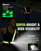 Zacro Reflective Running Vest with 9 RGB Modes, 500LM High Visibility Chest Light for Runners, Rechargeable Light Up Running Gear for Night Safety Cycling Hiking Dog Walking Adjustable for Men Women