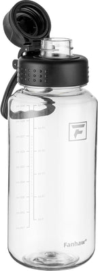 Fanhaw 32 oz Clear Water Bottle with Fast-Flow Spout Lid, BPA-Free Tritan, Wide Mouth, Leakproof, Reusable Bottle for Gym, School, Office, Travel (Clear&Black)