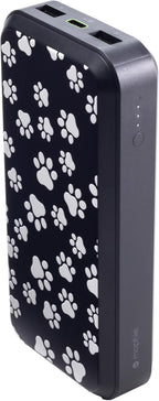 Mophie powerstation prime20 - Ultra-Compact Portable Power Bank with 20,000mAh Internal Battery, 18W USB-C PD Fast Charging, 3-Device Simultaneous Charging, Dog Paws