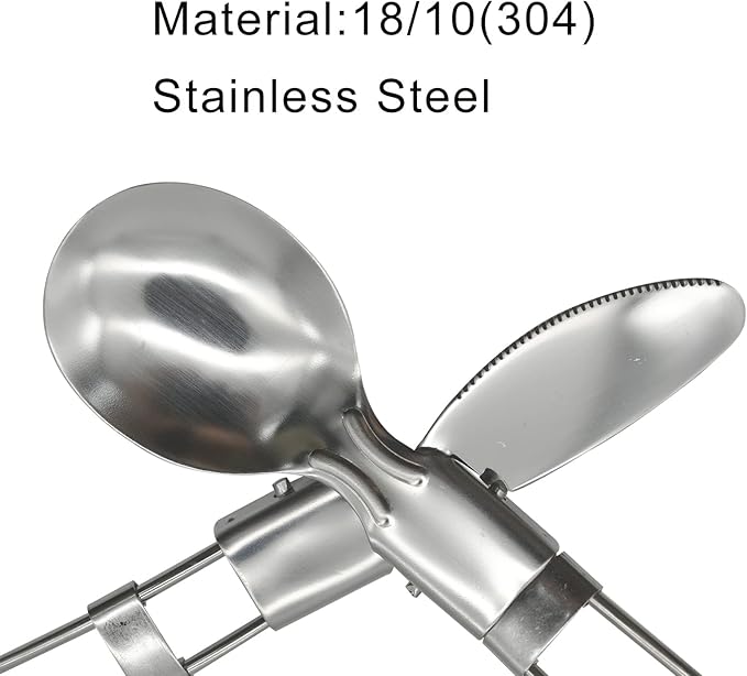 4Pcs Folding Camping Utensils Set Portable 18/10(304) Stainless Steel Flatware include Dishwasher Safe Spoon Fork Knife for Picnic Travel Hiking Backpacking