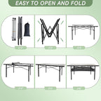 Large Folding Camping Table Aluminum with Storage for 4-6 People 55"X27.5" Roll Up Tall Outdoor Portable Table Lightweight with Carry Bag for Picnic BBQ Backyard Beach