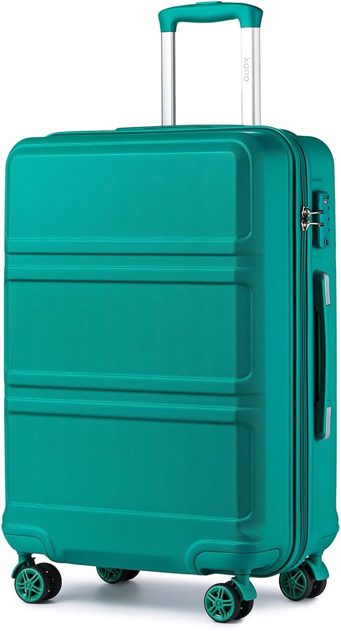 Kono 24 Inch Luggage Suitcase Lightweight with Spinner Wheels TSA Lock Hardside Medium Checked Luggage Durable Rolling Suitcase Turquoise