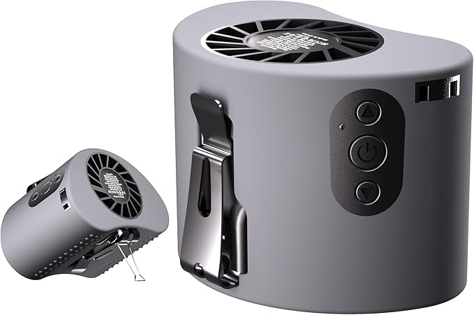 Portable Waist Fan, 10000mAh Battery Operated, Rechargeable Clip On Belt, 10 Speed, 12000RPM Strong Airflow, Max 24H Working Time, Personal Shirt fan for Outdoor Work Jobsite Farms