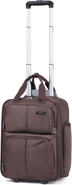 Hanke Softside Underseat Carry On Luggage with Wheels,Travel Luggage Rolling Bag Small Suitcase，Coffee, Underseater 16-Inch