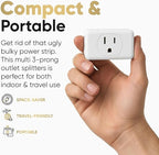 Unidapt Multi Plug Outlet Extender 4 Pack - 3 Way Wall Outlet Splitter, Cruise Ship Essentials Power Plug Adapter, Compact Travel Wall Tap Expander, Flat Angled Design, Home, Office, Dorm - White