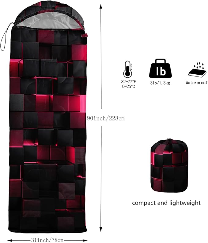 Sleeping Bags for Adults and Kids Backpacking Camping Sleeping Bags for Girls and Boys Lightweight Waterproof Cold/Warm Sleeping Bag for All Season