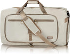 Fmeida 65L Duffle Bag with Shoes Compartment, Foldable Travel Duffel Bags for Men Women, Large Packable Travel Bag Water Repellent & Tear Resistant (Beige)