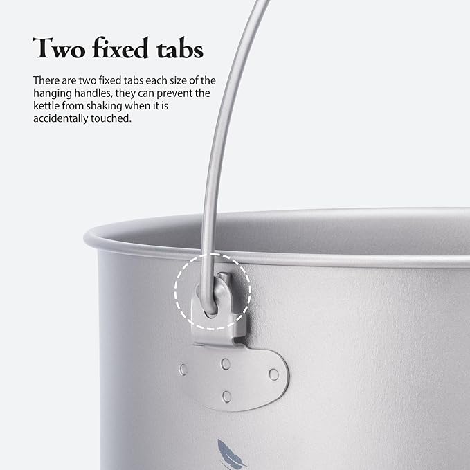 iBasingo 3-Piece Titanium Pot Set (1.3L+1.95L+2.9L) with Lids Ultralight Camping Cookware for Backpacking, Hiking & Outdoor Cooking, Nesting Backpacker Pots with Measurement Marks Ti2056C