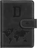 Passport Holder Wallet Cover Personalized Letter A-Z Travel Wallet RFID Blocking Passport Cover Wallet Case for Travel Passport Book Holders for Women and Men, Black-D