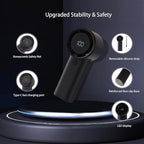 2025 Upgraded Portable Handheld Turbo Fan with 20-Hour Battery - Rechargeable Mini Fan with Digital Display, Anti-Slip Base, 5000mAh Capacity - Personal Fans for Travel, Vacation, Beach(Black)