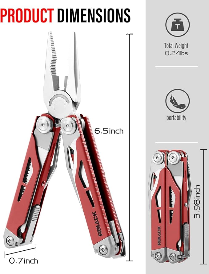 Multitool, 21-in-1 Multi Tool Pliers with Safety Locking and Spring-Action Scissors, Heavy-duty Stainless Steel Multi-tool Set with Nylon Sheath for Work, Home, Garden, DIY & Auto