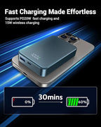 Magnetic Power Bank 26800mAh for Magsafe Portable Charger, Aluminum Alloy Large Capacity 20W USB-C in&Out Wireless Fast Charging for iPhone 17/16 Plus Pro Max/15/14/13/12 Series, Blue