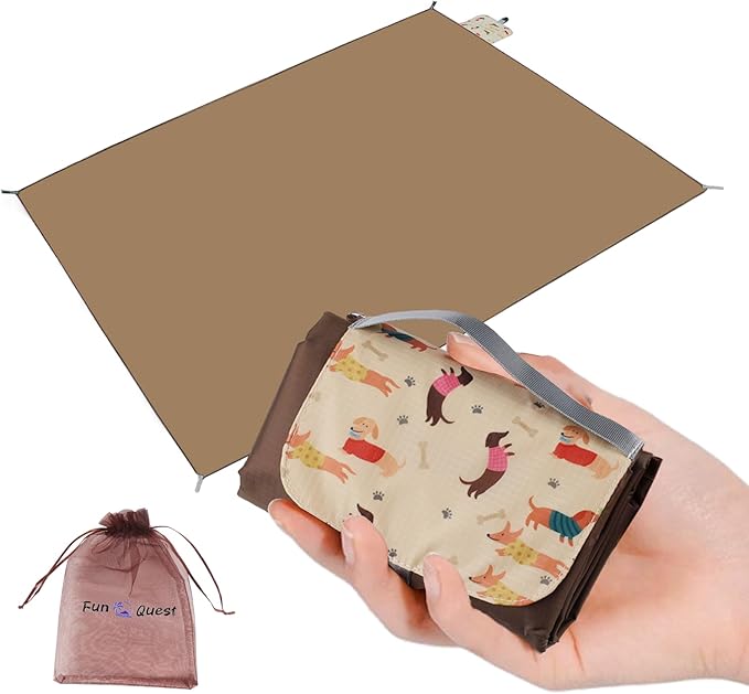Picnic Blanket Waterproof – Packable Sand Proof Beach Blanket (0.42lb/0.66lb), Compact & Foldable, Fits in Pocket with Integrated Stakes, Ideal for Camping, Hiking, Travel, Concert, Festival