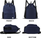 Drawstring Backpack with Mesh Pockets String Gym Bag Sackpack Sandproof Water Resistant Beach Backpack for Men Women
