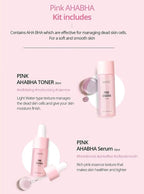 Nacific Pink AHA BHA Kit ( Cleansing Foam, Toner, Serum, Cream ) Travel Size Skin Care Set by KOSBEAUTY