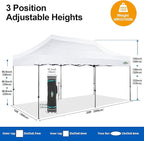 COBIZI 10x20 Pop up Canopy Tent with 6 Sidewalls, Waterproof Heavy Duty Commercial Canopy for Parties, Outdoor Tent, Garden Gazebo, Carry Bag with Wheel (10x20ft, White)