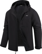 WULFUL Men's Softshell Jacket Waterproof Lightweight Insulated Windbreaker Fleece Lined Rain Shell Jacket for Hiking Travel