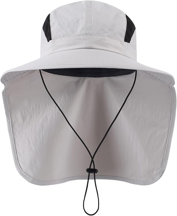 Home Prefer UPF 50+ Sun Hats for Men Women Wide Brim Fishing Hat with Neck Flap UV Protection Sunblock Safari Bucket Hat