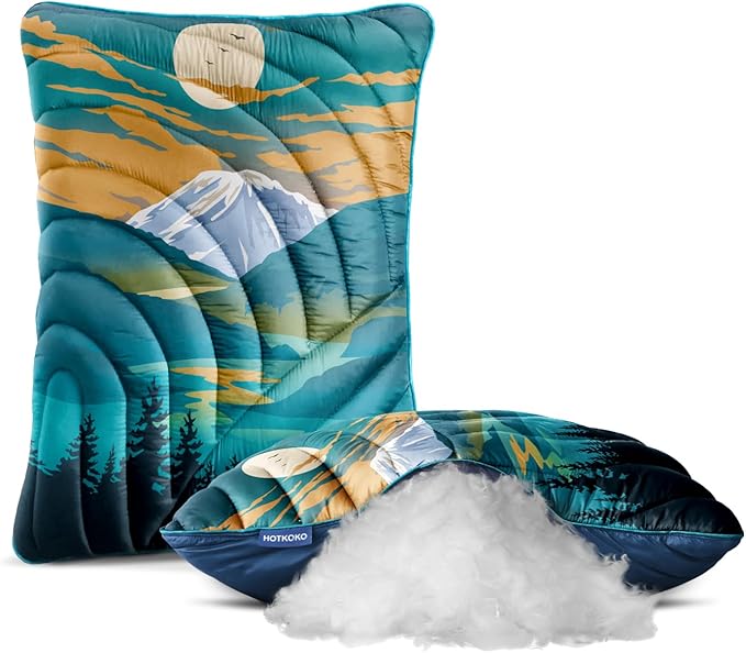 Camping Pillow,Supportive Compressible Travel Pillow Middle Size Lightweight Camp Pillow with Storage Bag for Camping,Hiking,Backpacking,Airplane