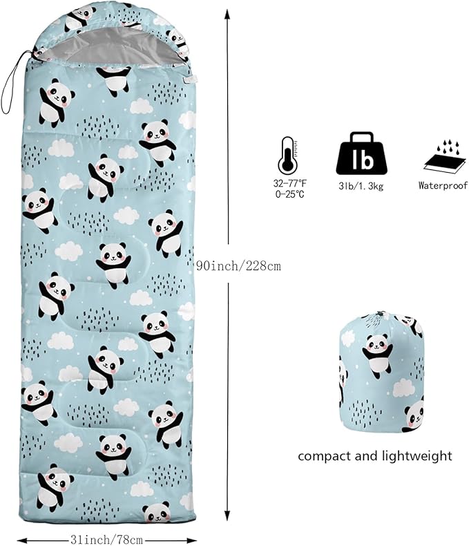 Galaxy Wolf Camping Sleeping Bags Warm & Cool Weather Waterproof Backpacking Blue Purple Starry Sky Sleeping Bag All Seasons Camping, for Adult Kids Boy Girls Camping Gear Equipment, Traveling