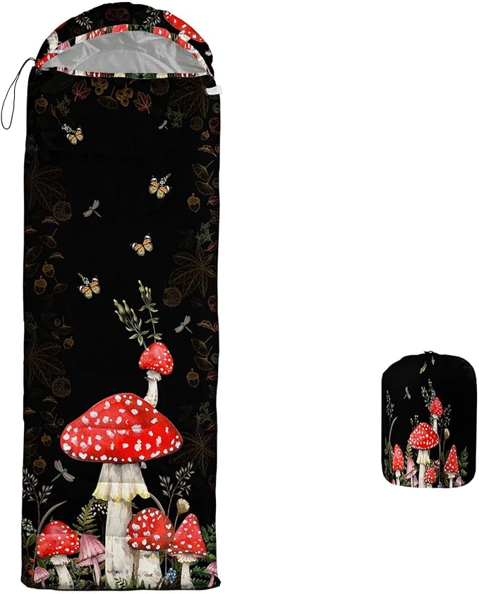 Galaxy Wolf Camping Sleeping Bags Warm & Cool Weather Waterproof Backpacking Blue Purple Starry Sky Sleeping Bag All Seasons Camping, for Adult Kids Boy Girls Camping Gear Equipment, Traveling