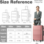 Kono 28 Inch Luggage Expandable Suitcase Lightweight with Spinner Wheels TSA Lock Hardside Large Checked Luggage Durable Rolling Suitcase Nude/Rose Pink