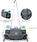 WATERFLY Fanny Pack Waist Bag: Fannie Pack 2 Water Bottle Holders Lumbar Belt Hiking Walking Running Jogging Camping Large Woman Man (Bottle Not Included)