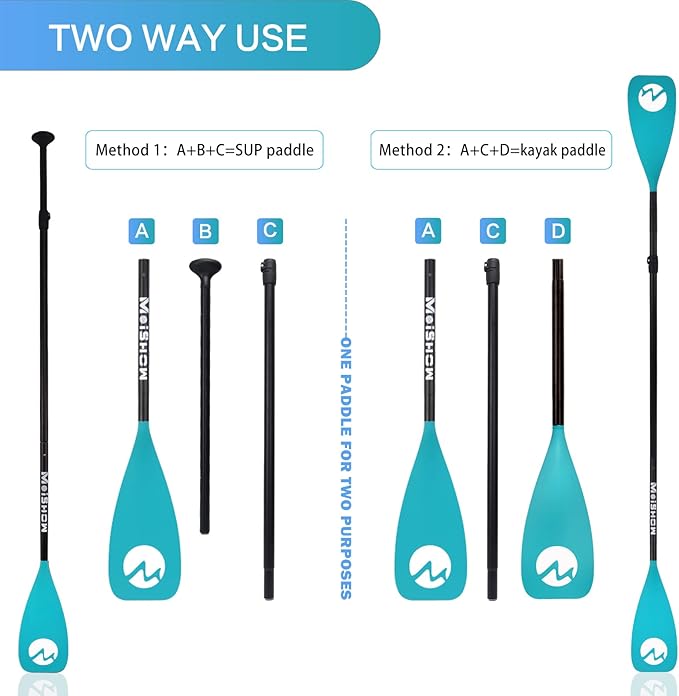 SUP Paddle Board Paddle - Adjustable Paddleboard Paddle Oar 4-Piece Floating Aluminum SUP Kayak Paddle