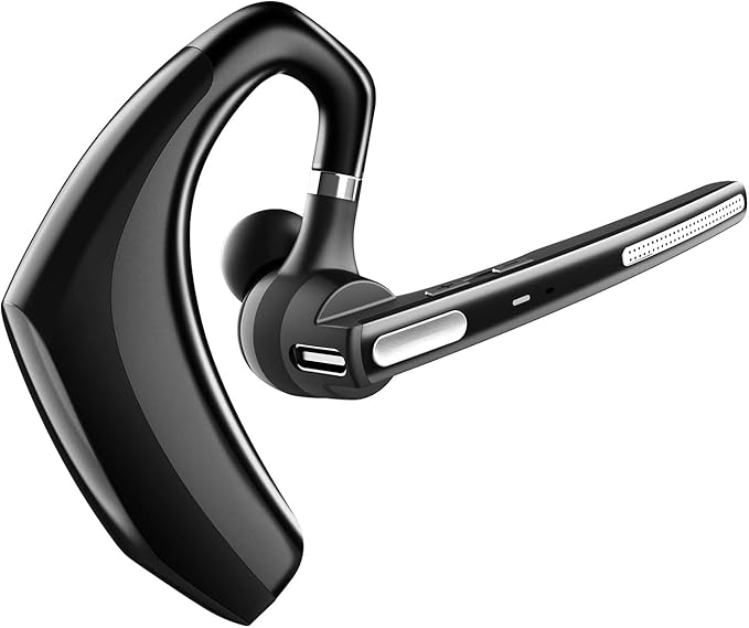 CANDEO Bluetooth Headset, Wireless Bluetooth Earpiece Hands-Free Earphones with Built-in Mic for Driving/Business/Office, Compatible with iPhone and Android