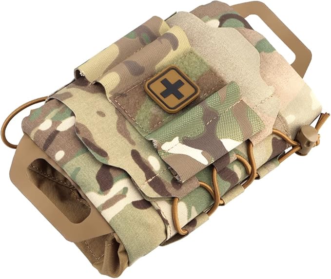 SABADO Rapid/Quick Deploy First Aid Kit Pack Tactical IFAK Pouch Two-Piece System Med Roll Carrier Hypalon Handle Outdoor Sport Hunting Bag